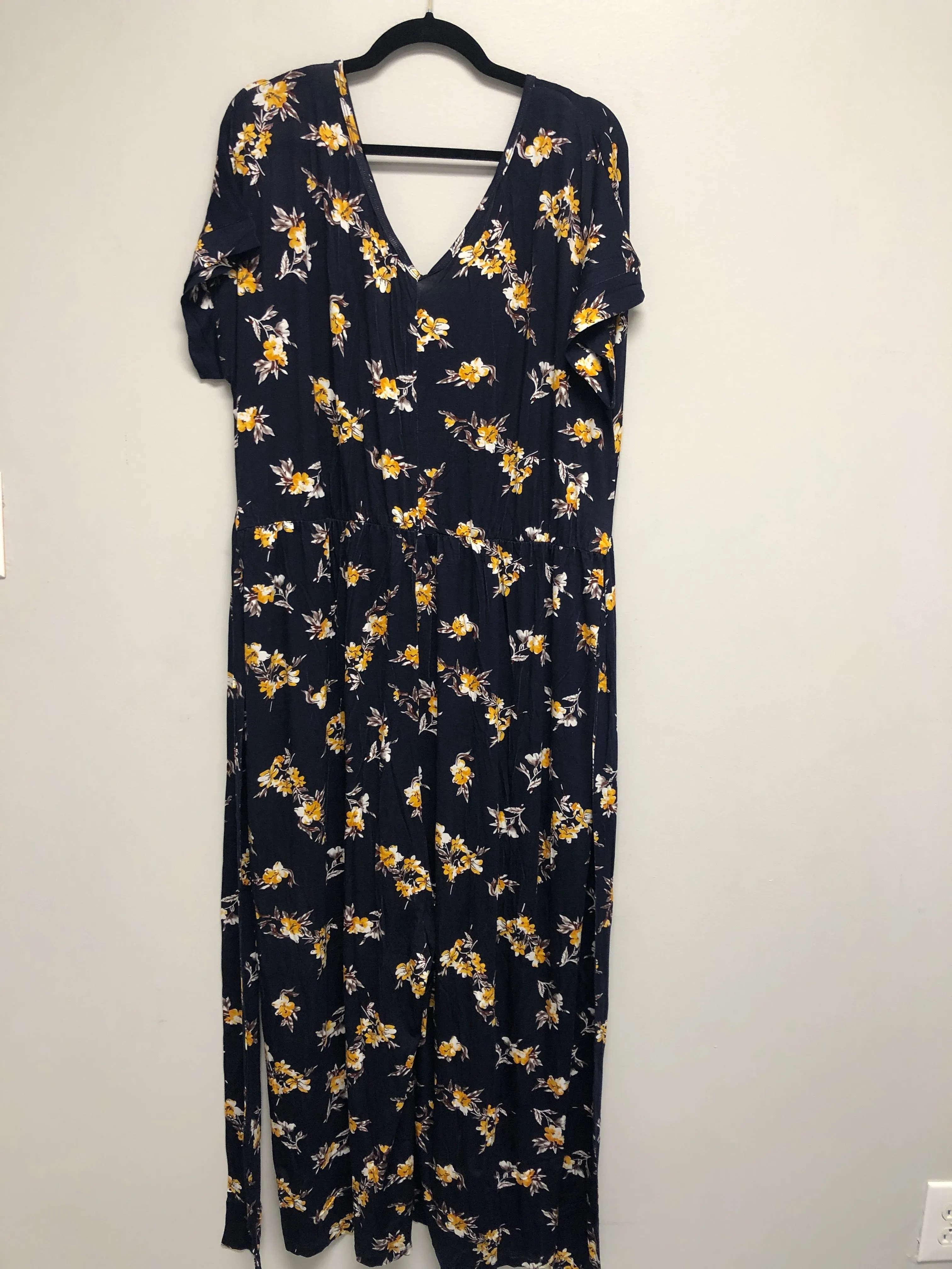 Outlet 6410 - Latched Mama V-Neck Nursing Jumpsuit - Canary Blooms - 2X