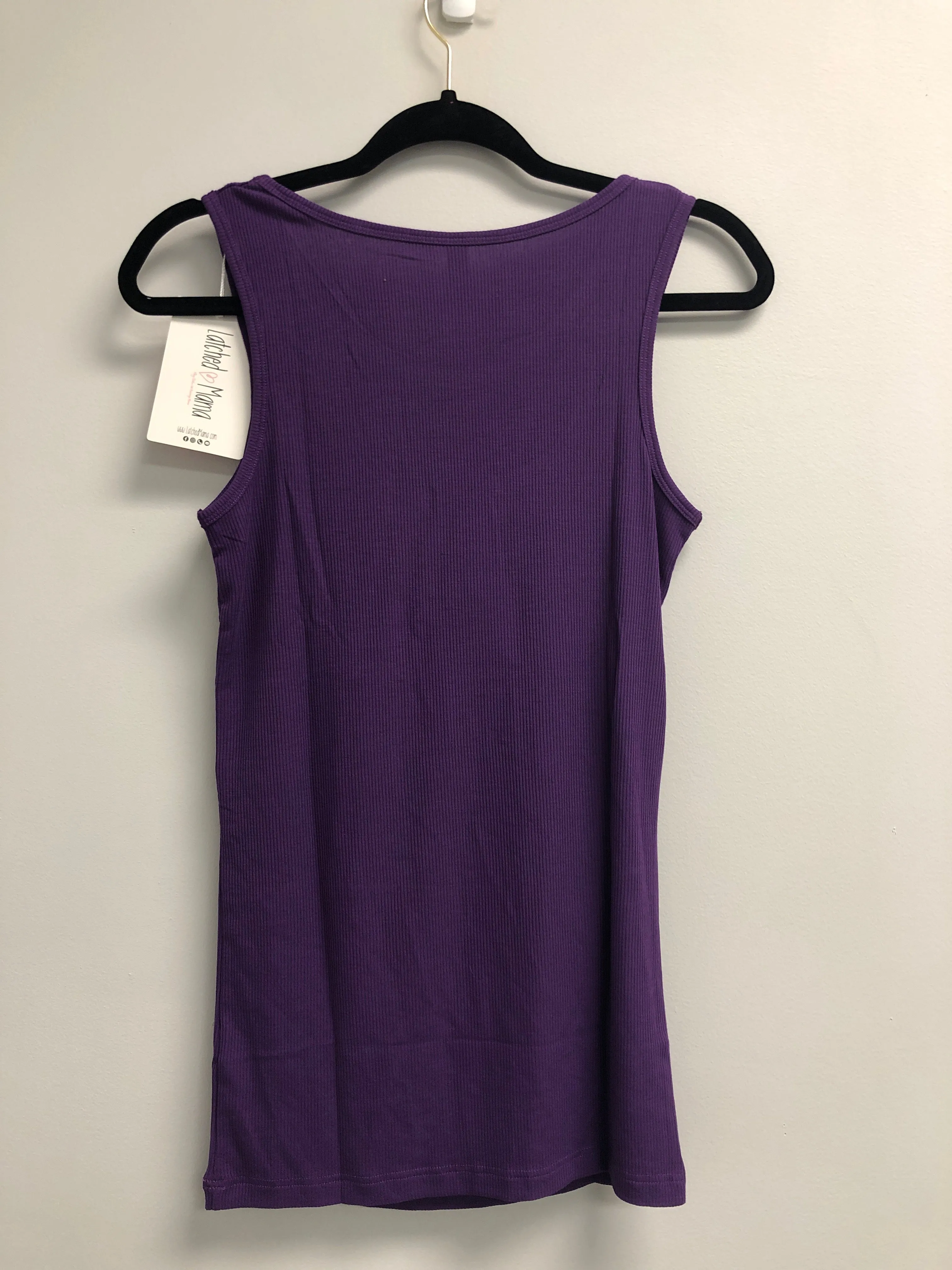 Outlet 7007 - Latched Mama Ribbed Nursing Tank - Plum - Extra Small