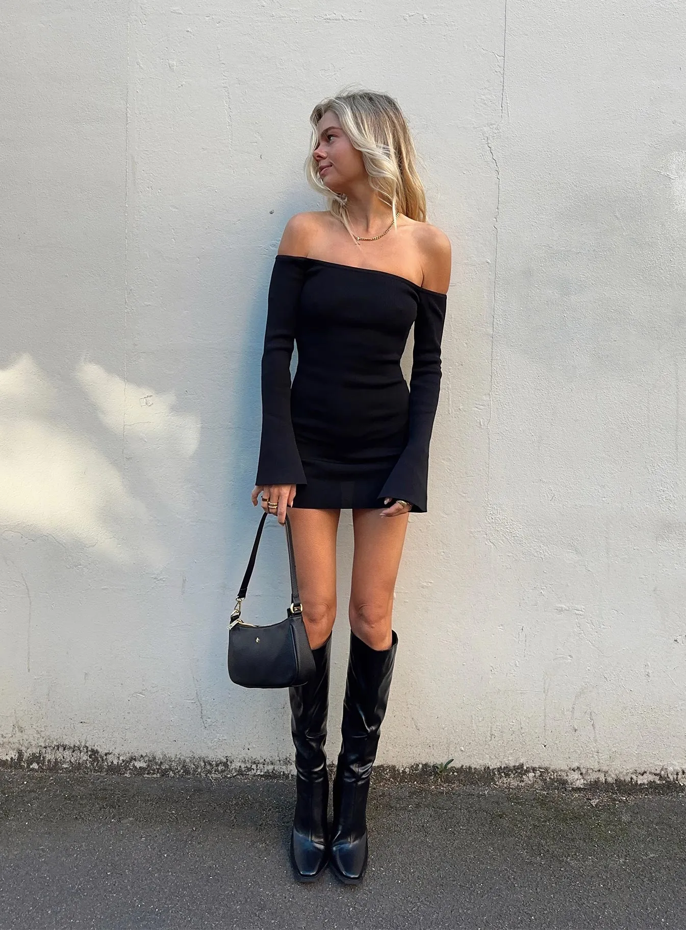 Parisa Long Sleeve Mini Dress Black Tall