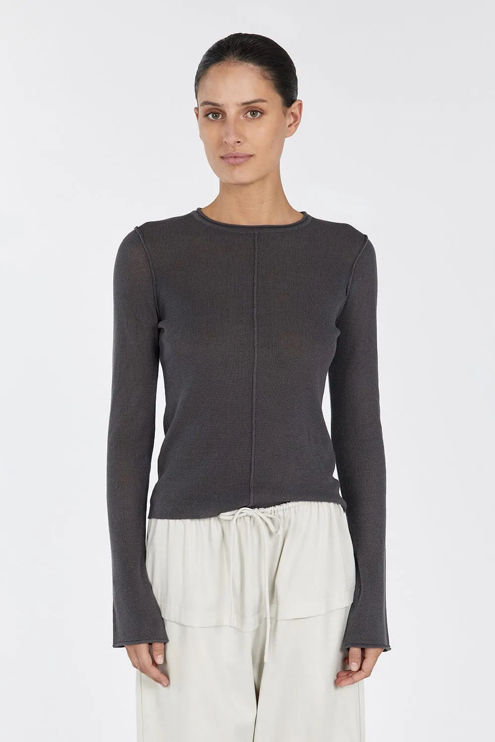 PARKER CHARCOAL LONG SLEEVE TOP
