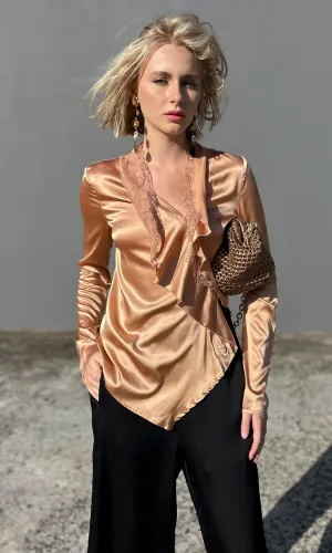 Patrizia Pepe Silk/Lace Satin Top
