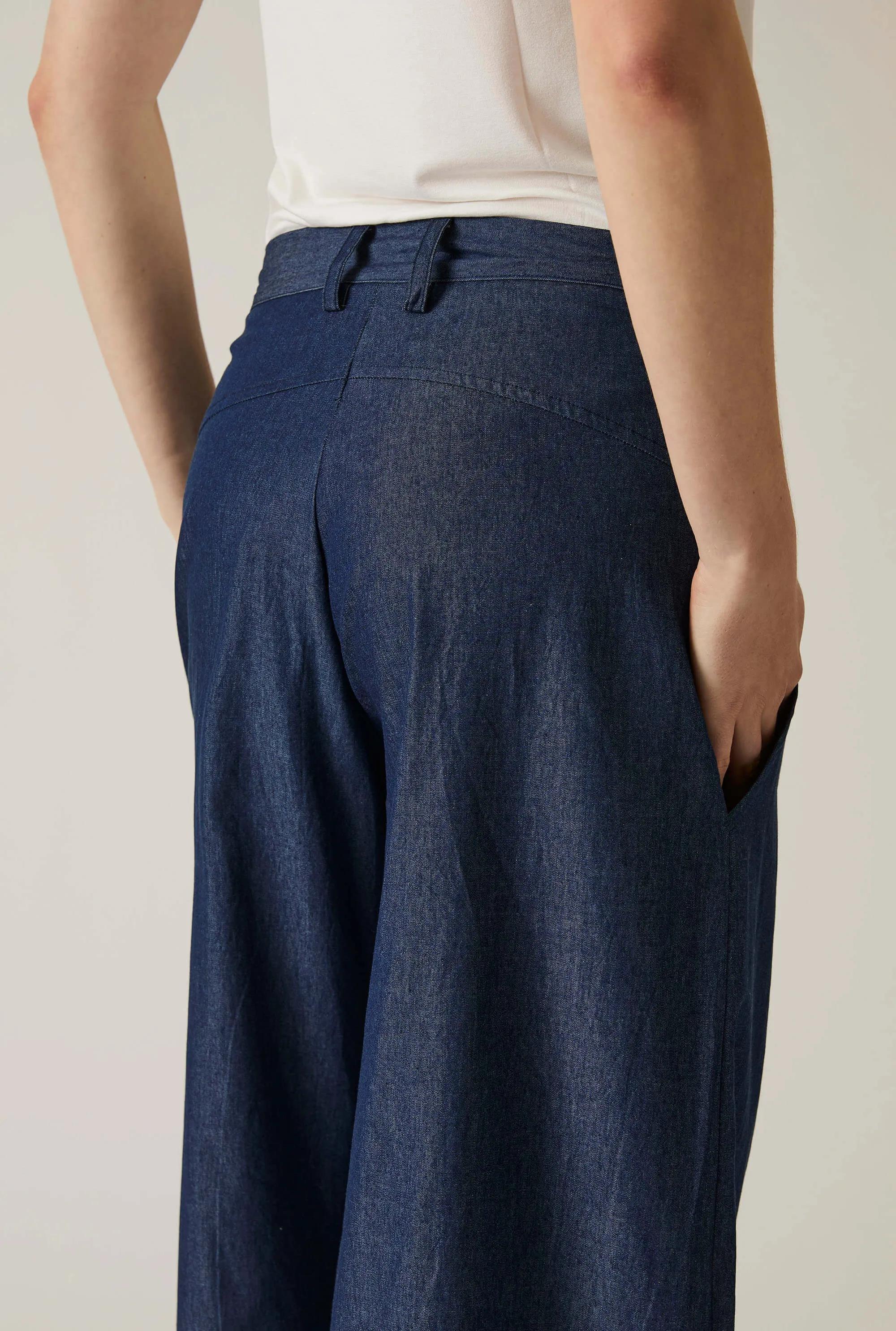 Pin Tuck Blue Trousers