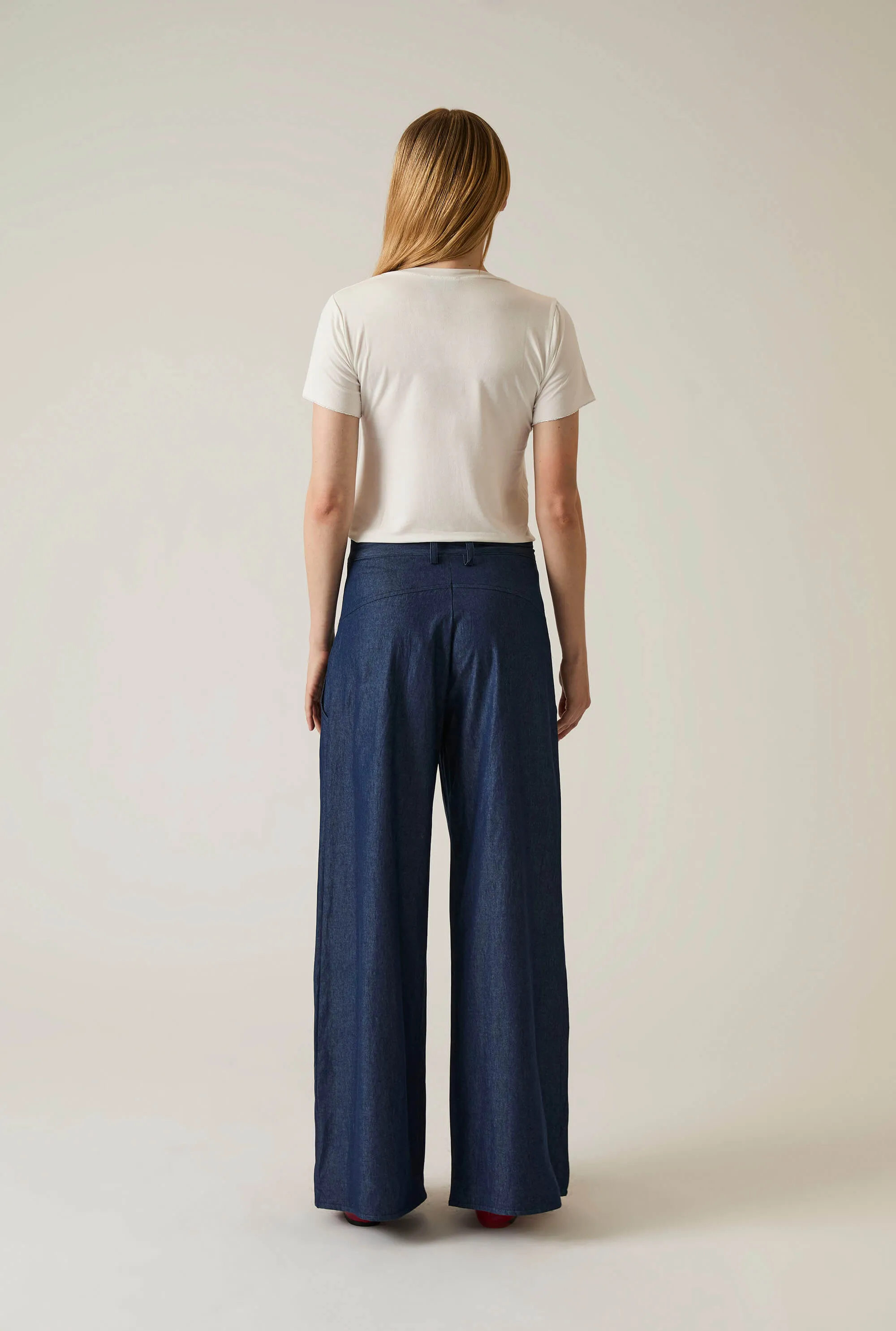 Pin Tuck Blue Trousers