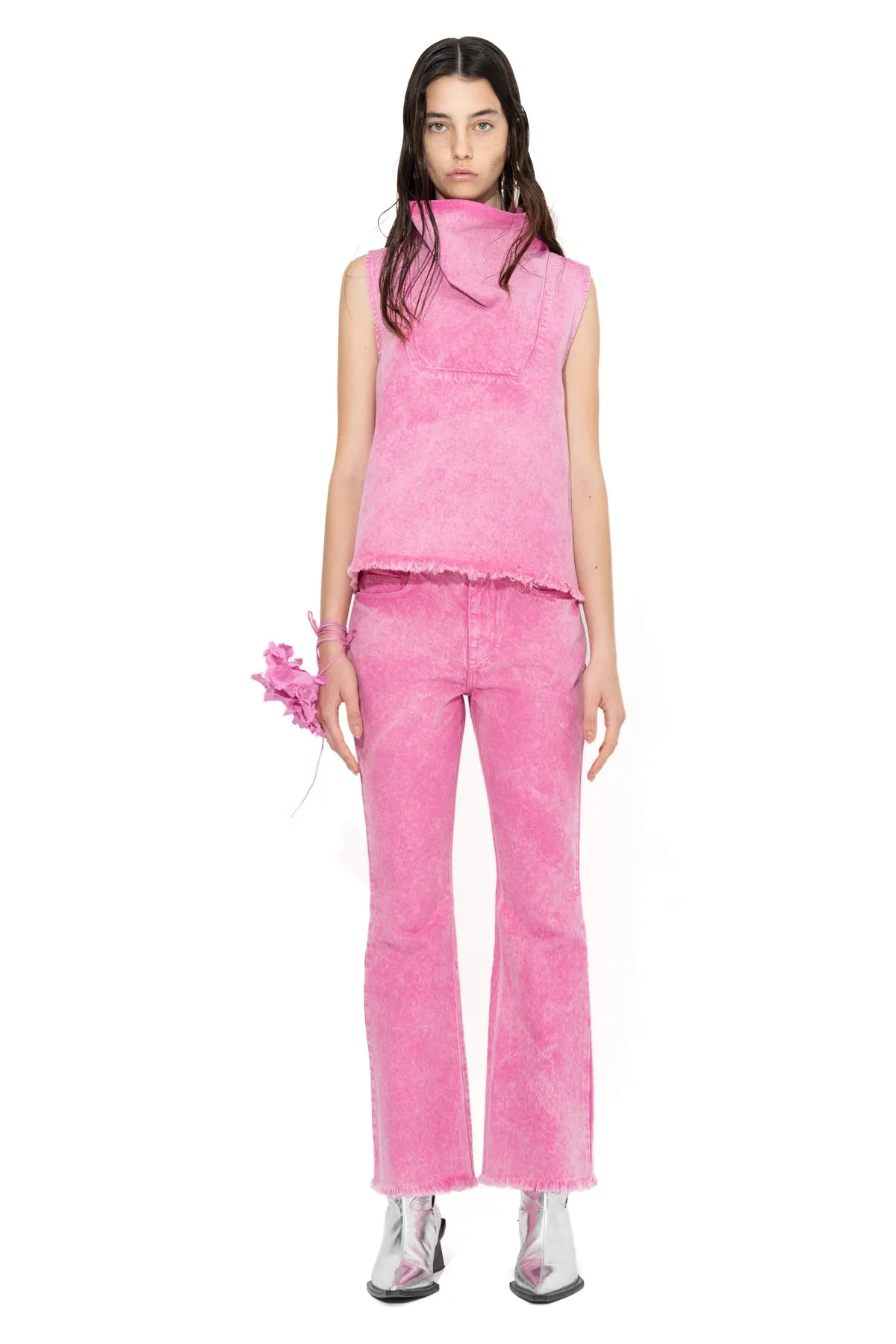 PINK COWL NECK TOP
