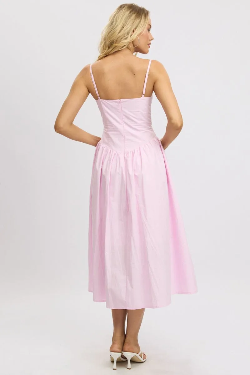 Pink Midi Dress Corset Bust