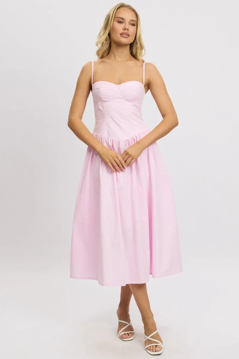 Pink Midi Dress Corset Bust