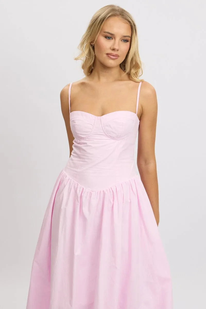 Pink Midi Dress Corset Bust