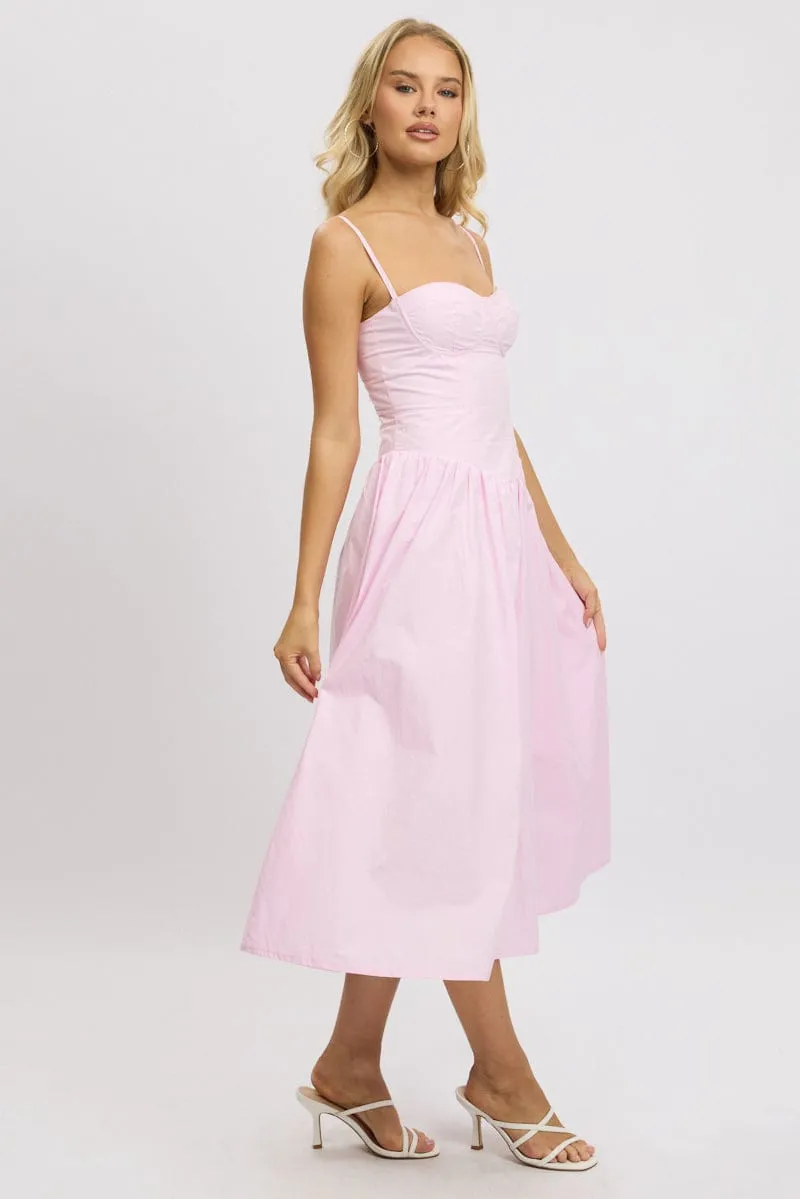 Pink Midi Dress Corset Bust