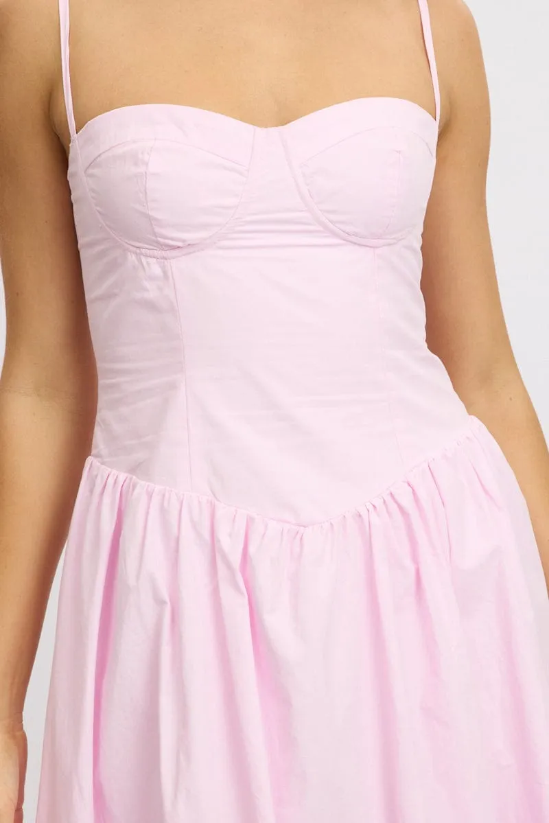 Pink Midi Dress Corset Bust