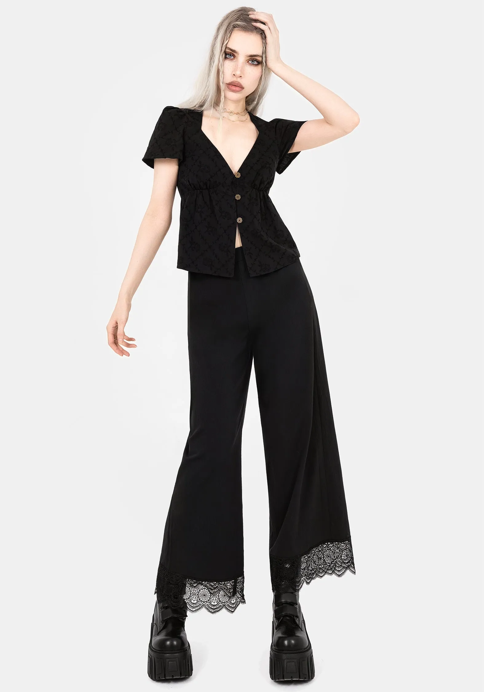 Polgara Floral Jacquard Peplum Top