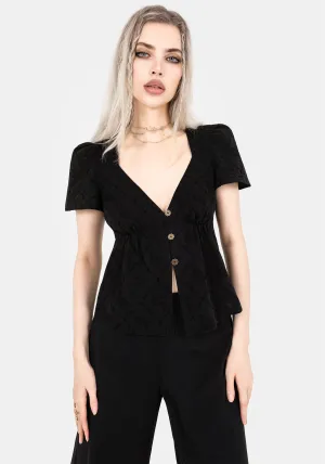Polgara Floral Jacquard Peplum Top