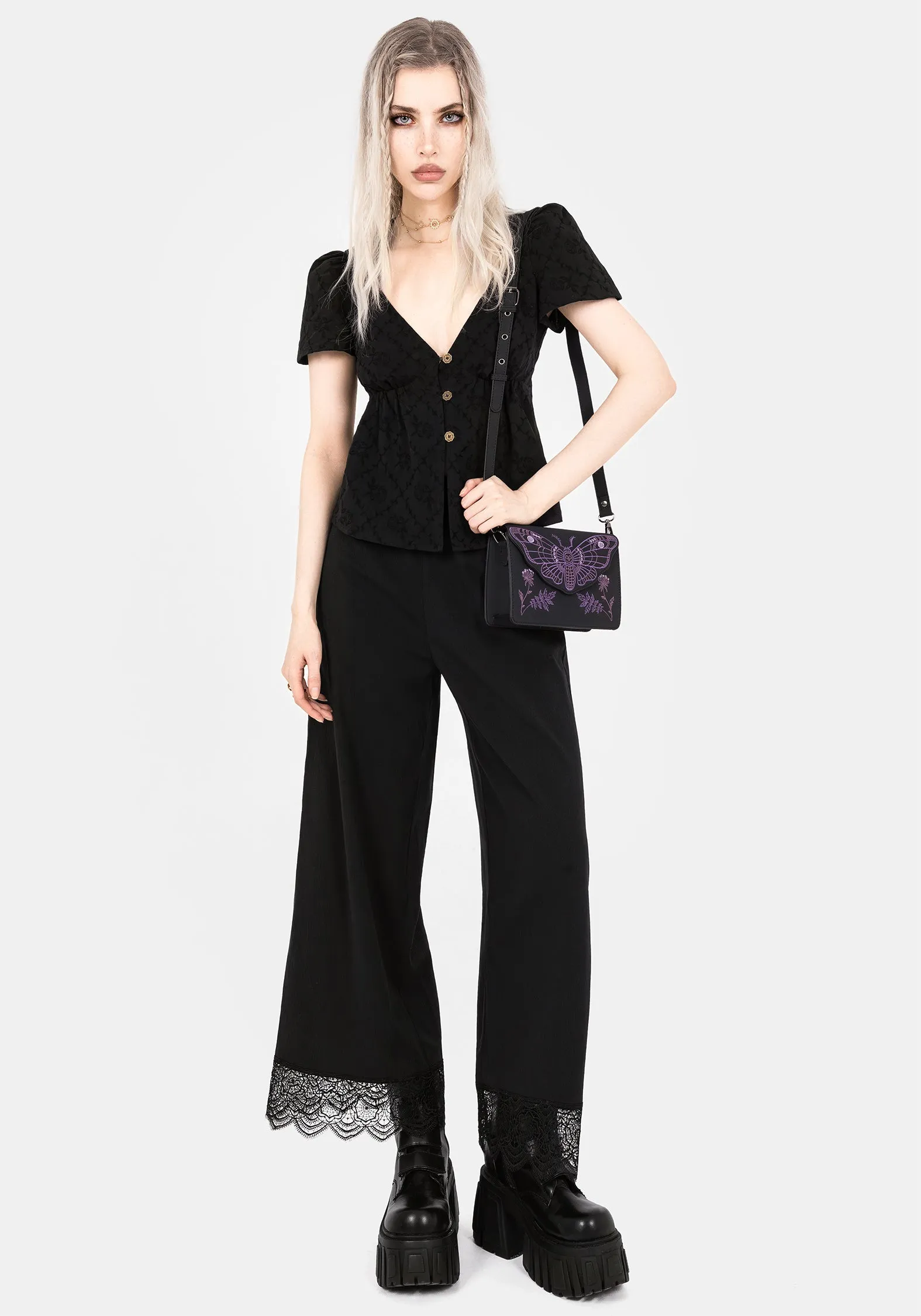 Polgara Floral Jacquard Peplum Top
