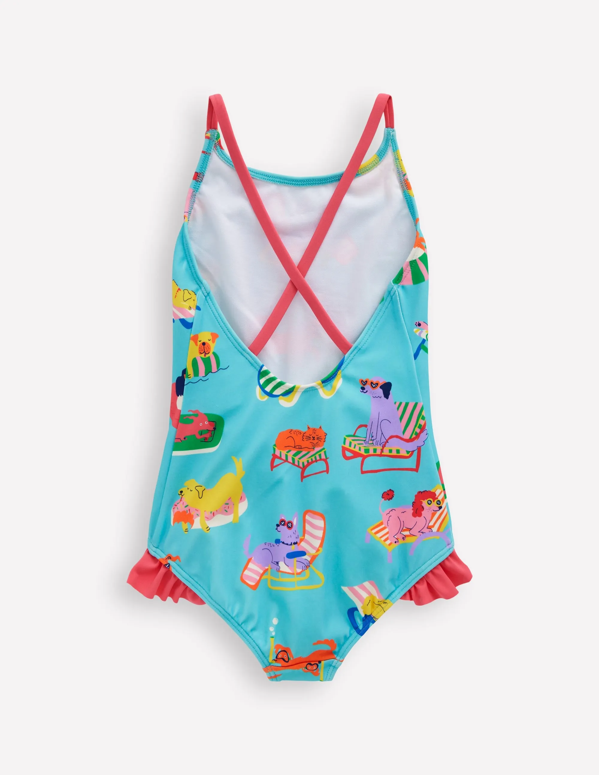 Pretty Cross-Back Swimsuit-Caribbean Blue Poolside Pets