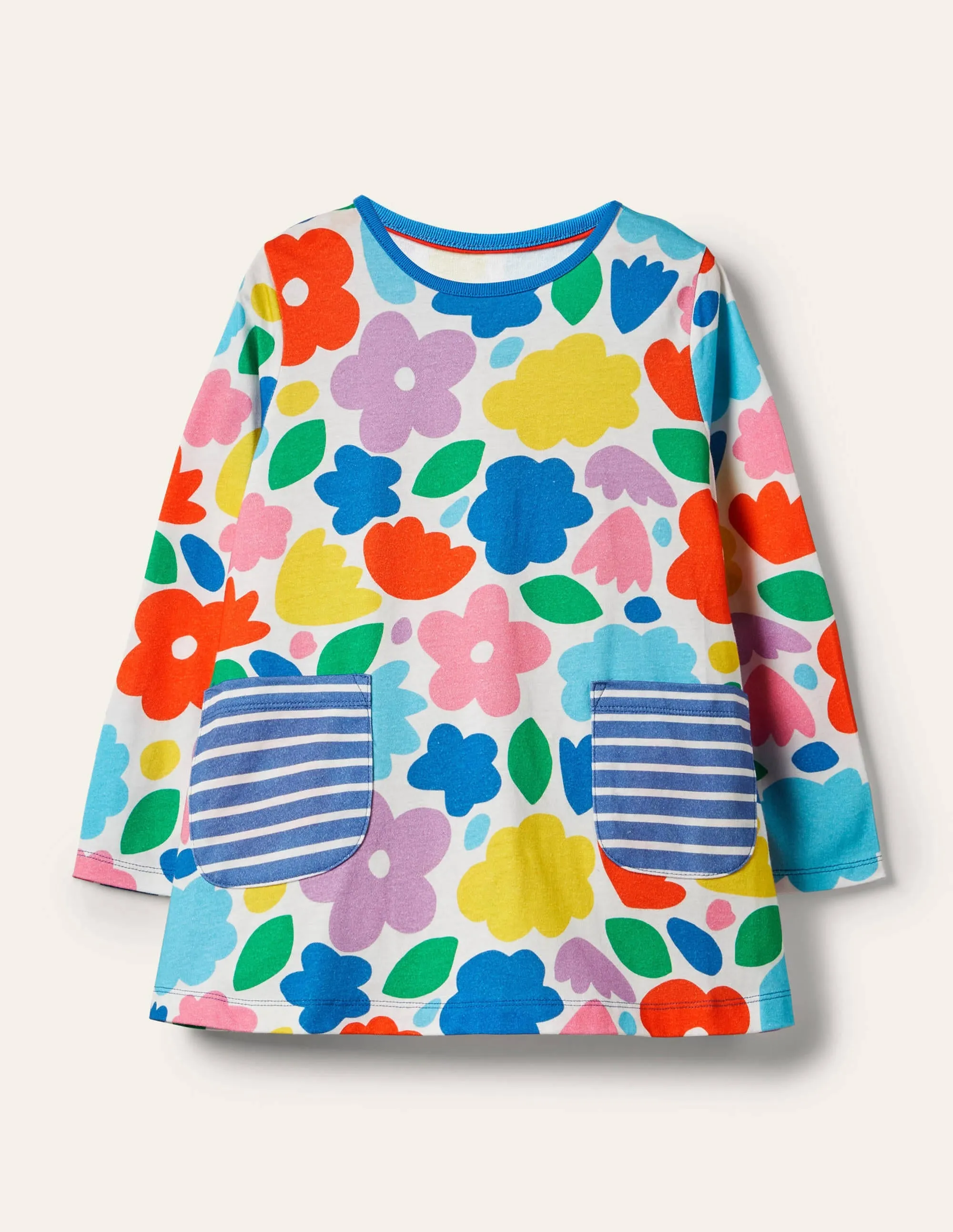 Printed Jersey Pocket Tunic-Multi Painted Floral