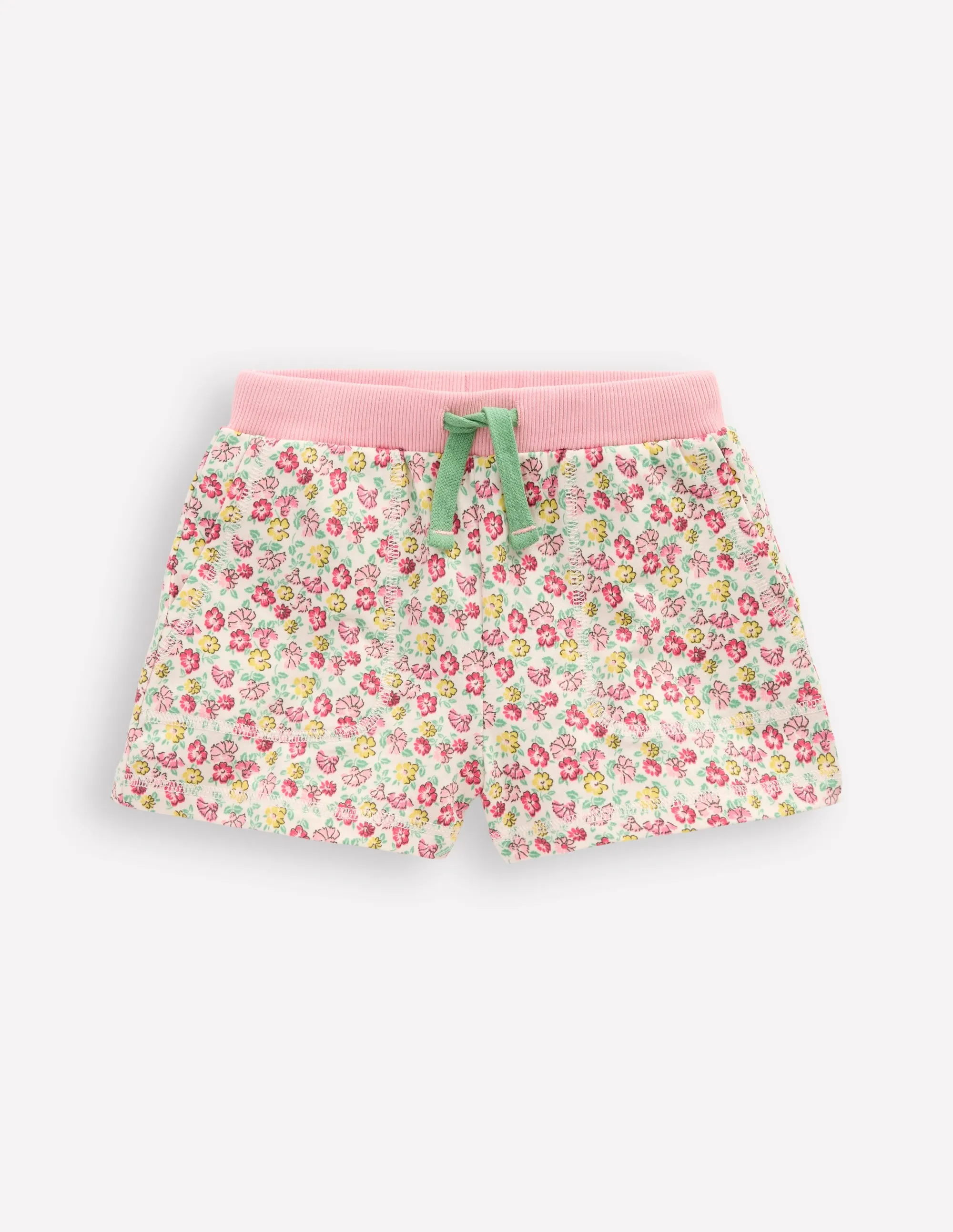 Printed Jersey Shorts-Multi Summer Flowerbed