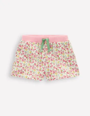 Printed Jersey Shorts-Multi Summer Flowerbed