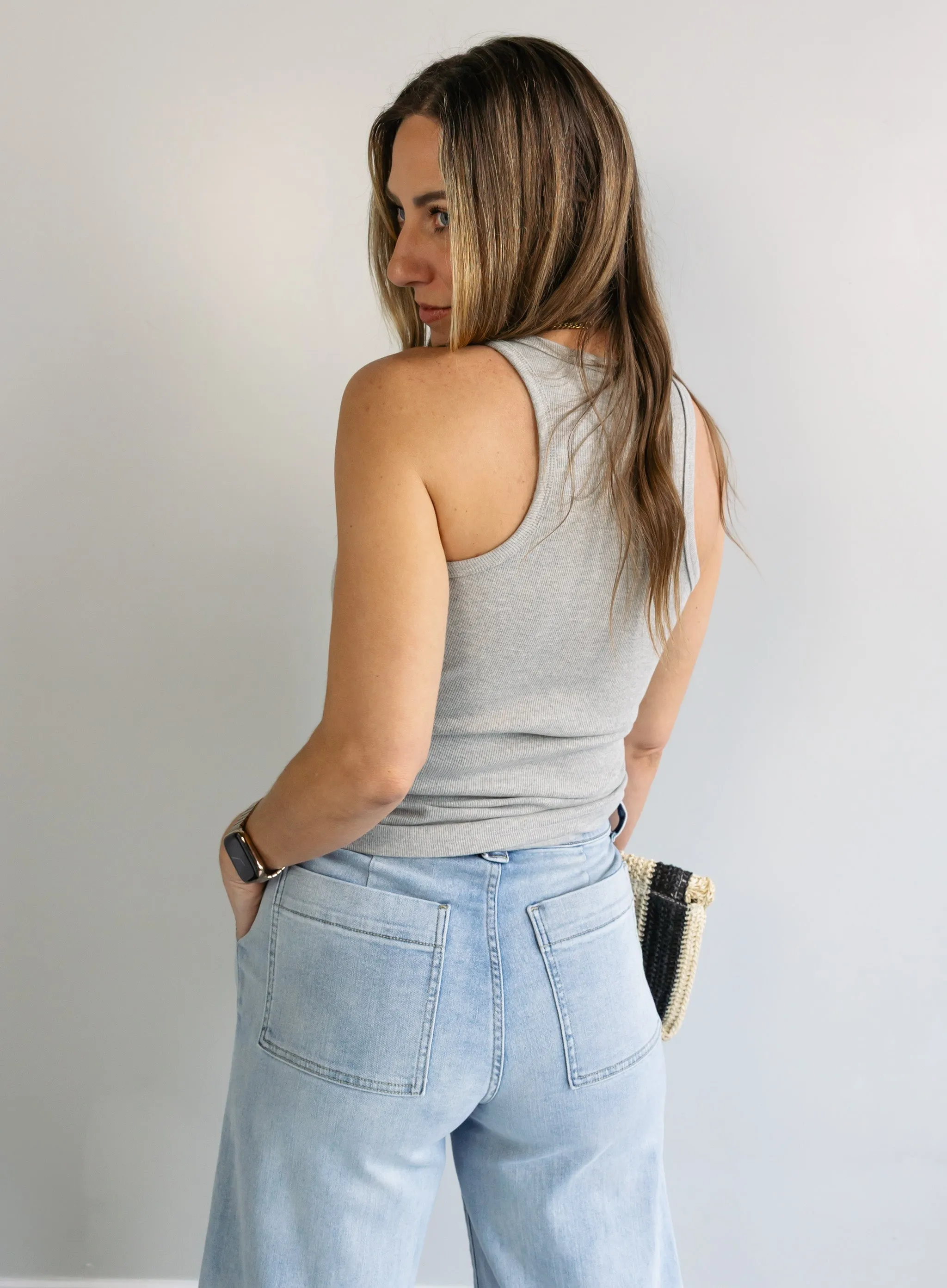 Raelyn Rib Tank - Grey