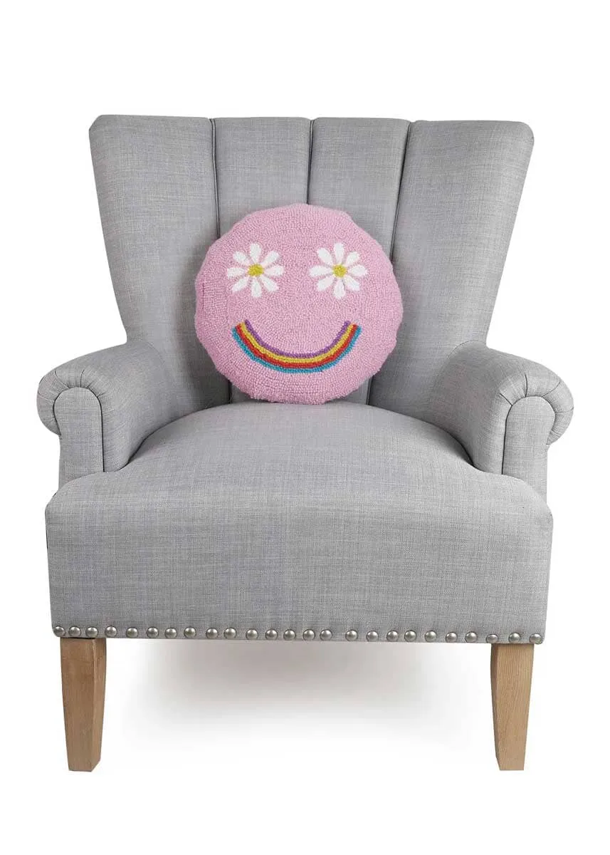 Rainbow Smiley Face Hook Pillow