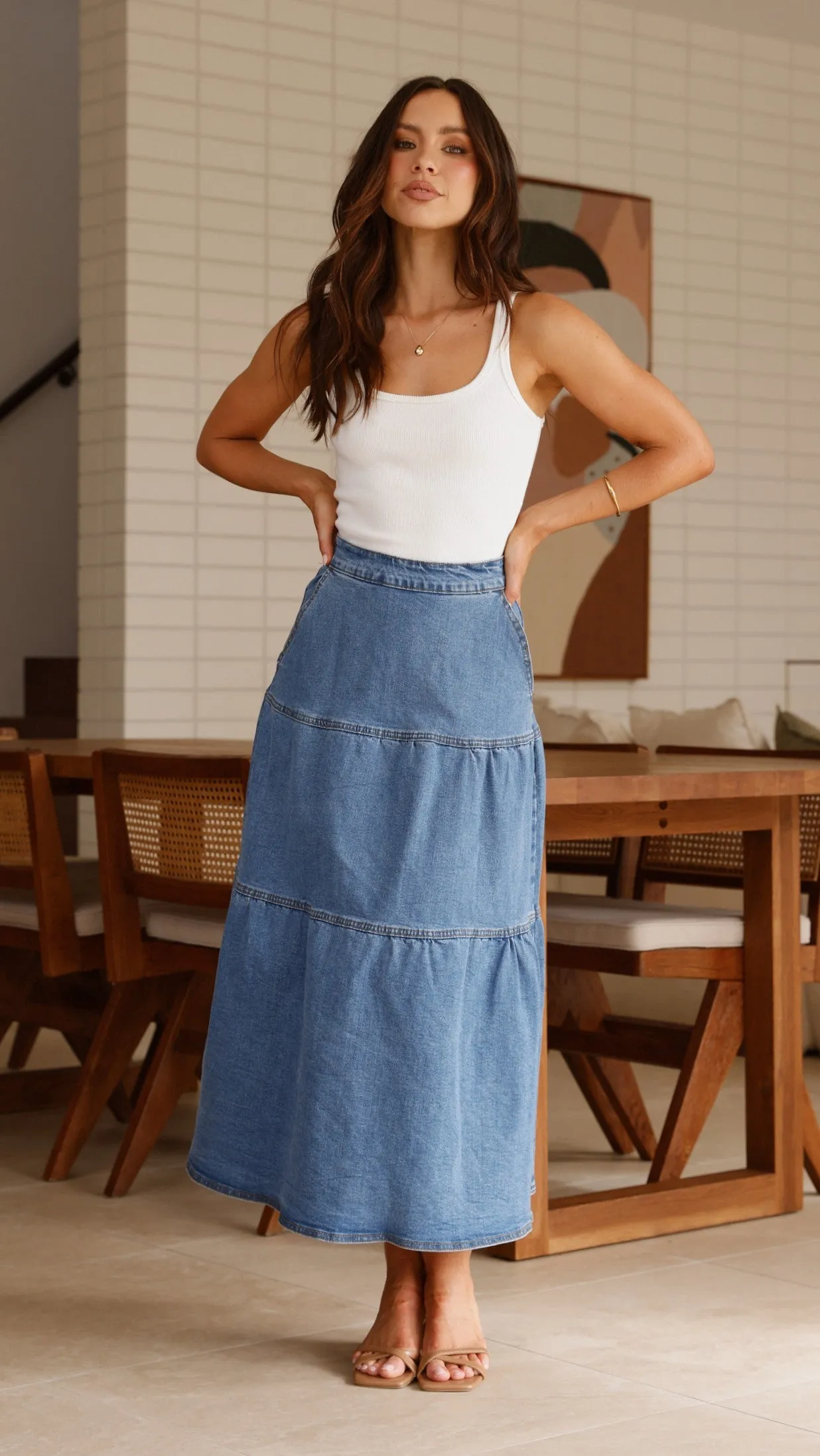 Rhea Midi Skirt - Denim