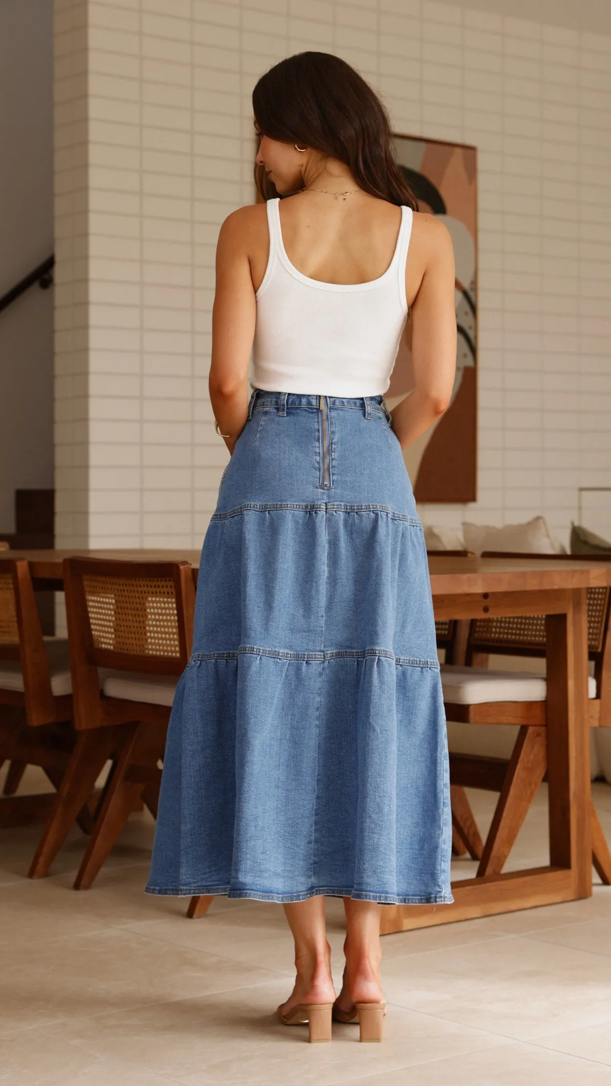 Rhea Midi Skirt - Denim