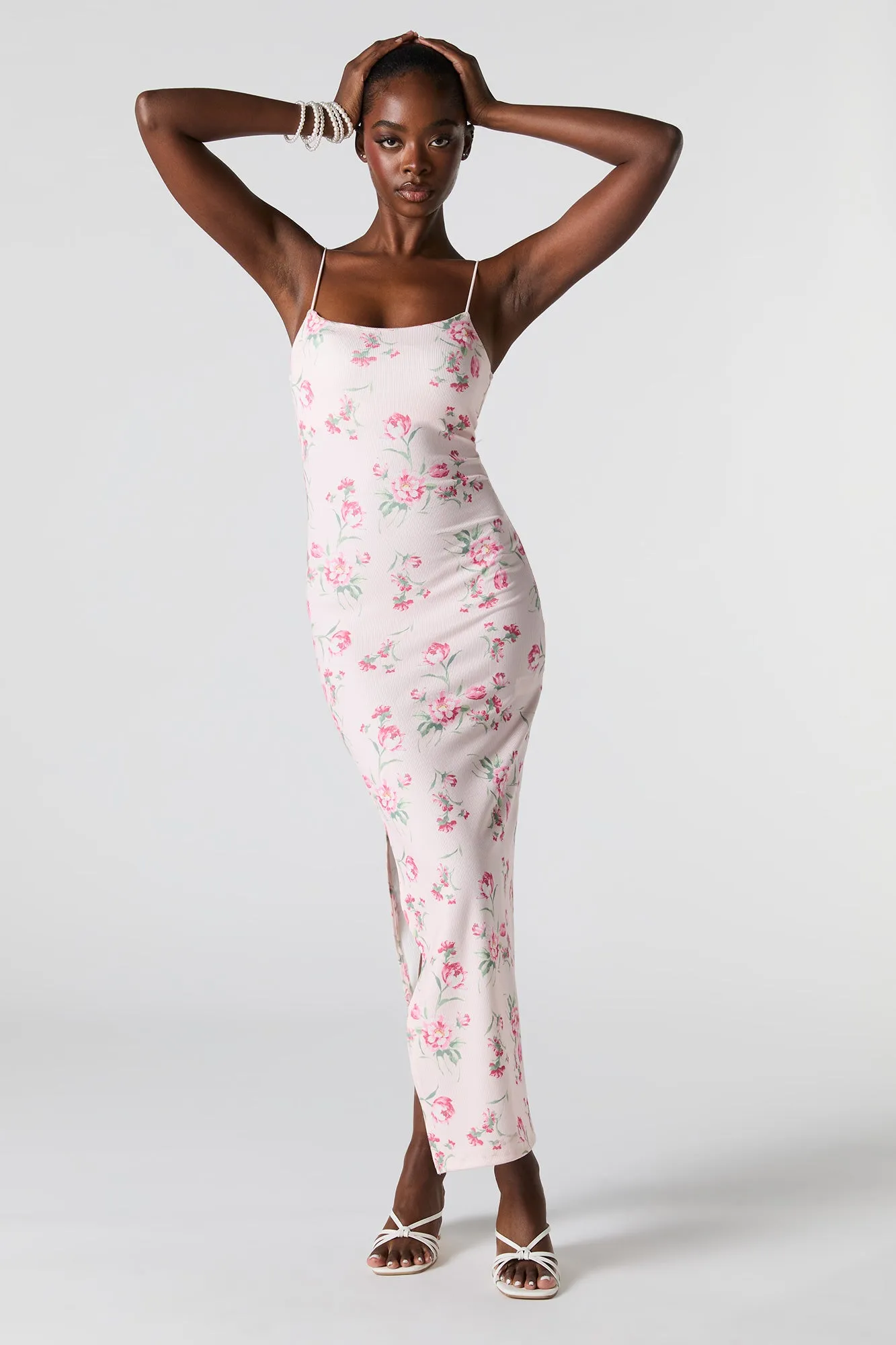 Ribbed Slit Bodycon Maxi Dress