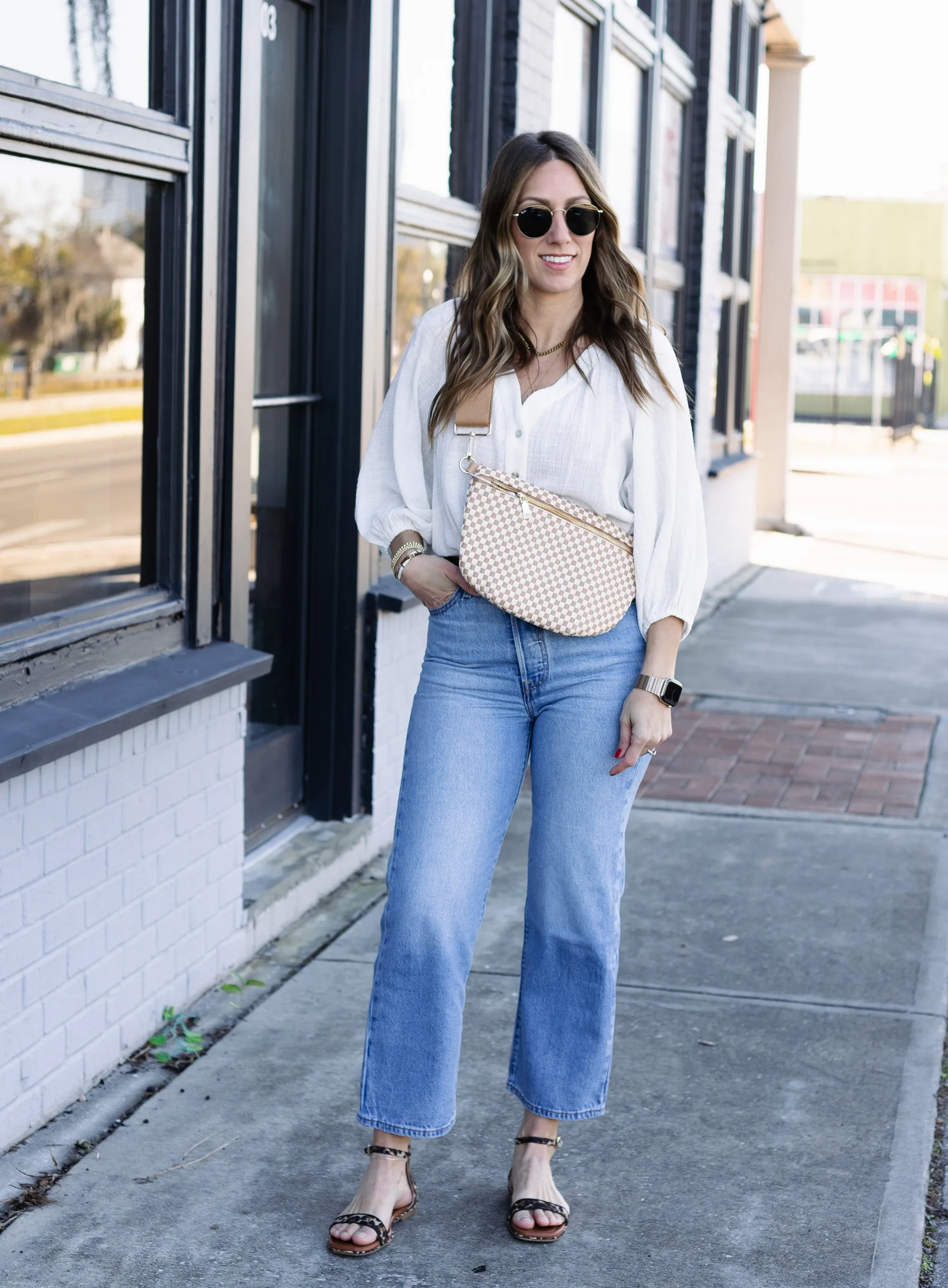 Rowena V-Neck Button Down - White - Final Sale