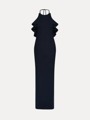 Ruffle-Detailed Column Gown