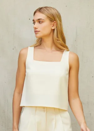 Sally Square Neck Tank Top - Cream