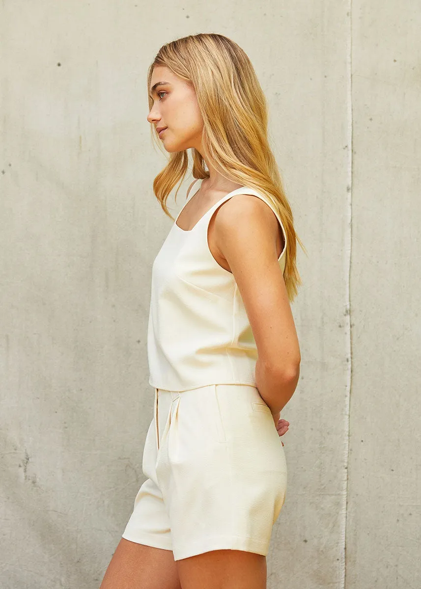 Sally Square Neck Tank Top - Cream