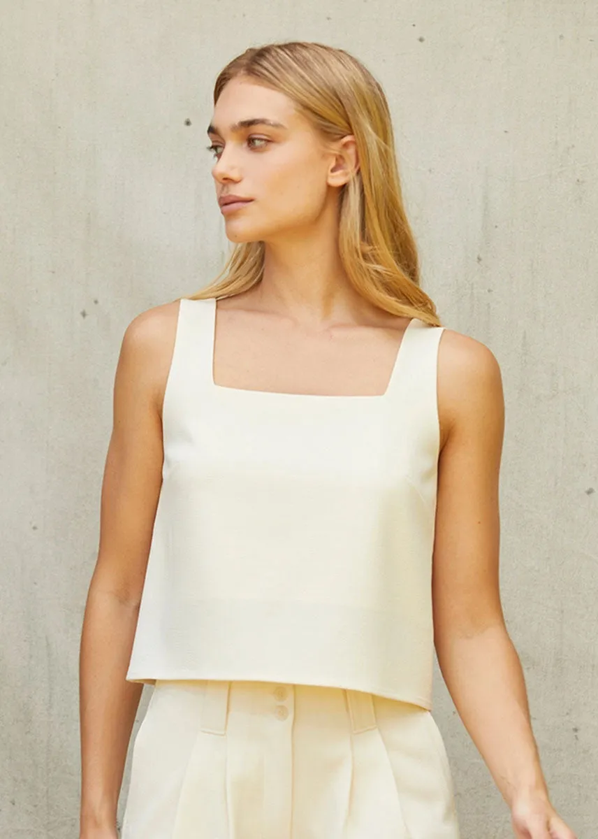 Sally Square Neck Tank Top - Cream