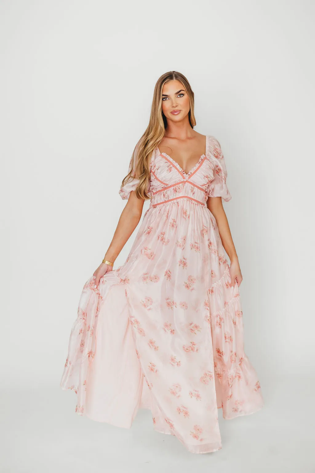 Sarah Maxi Dress in Pink Floral