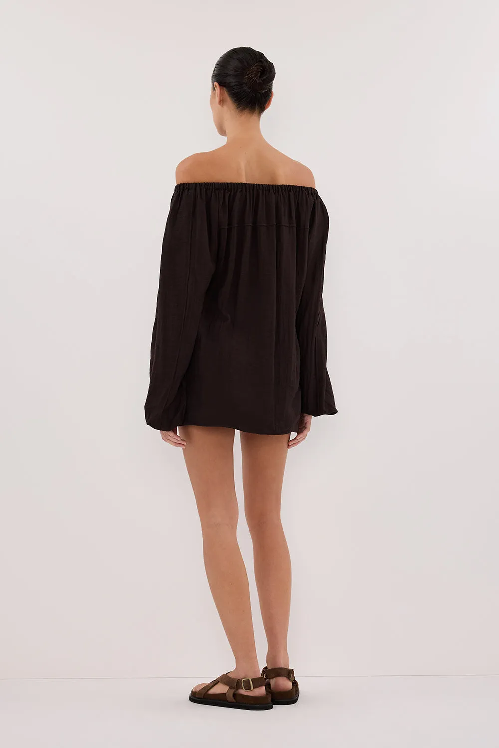 SHANIYA BITTER CHOC SLEEVED TOP