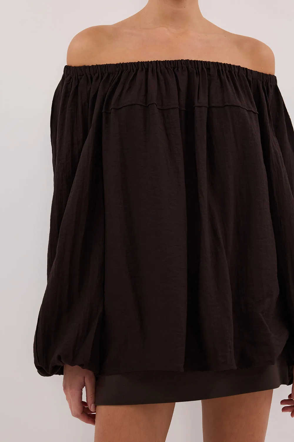 SHANIYA BITTER CHOC SLEEVED TOP