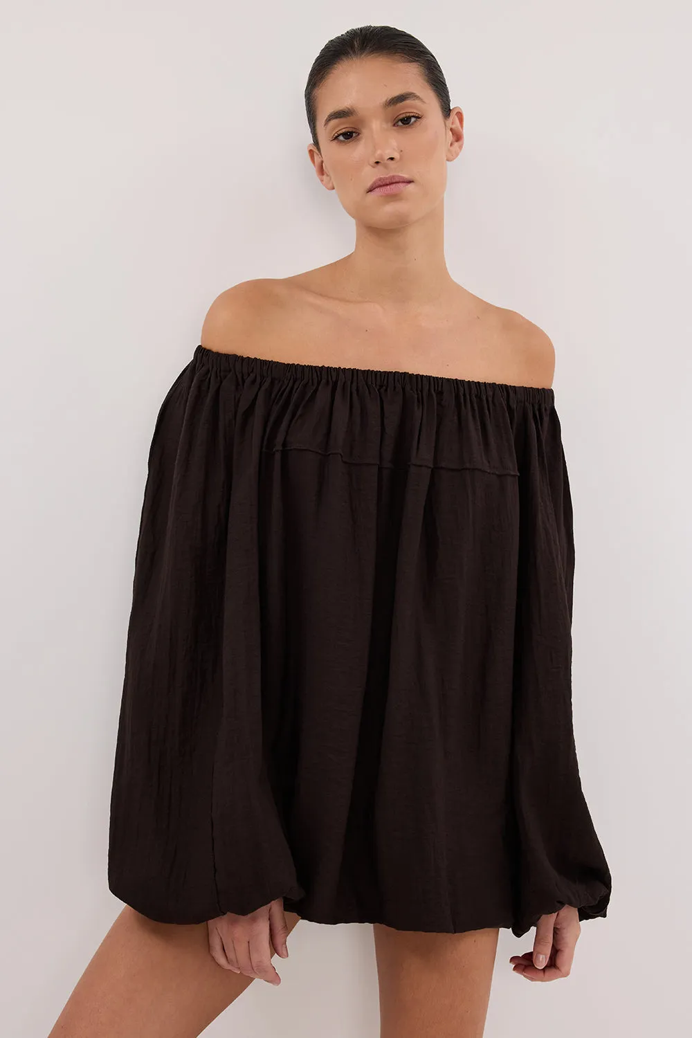 SHANIYA BITTER CHOC SLEEVED TOP
