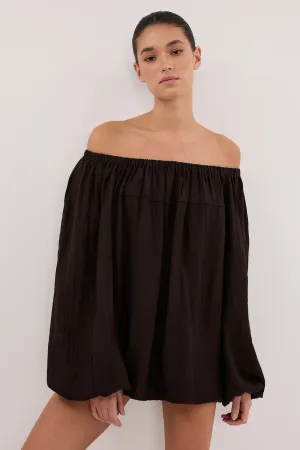 SHANIYA BITTER CHOC SLEEVED TOP