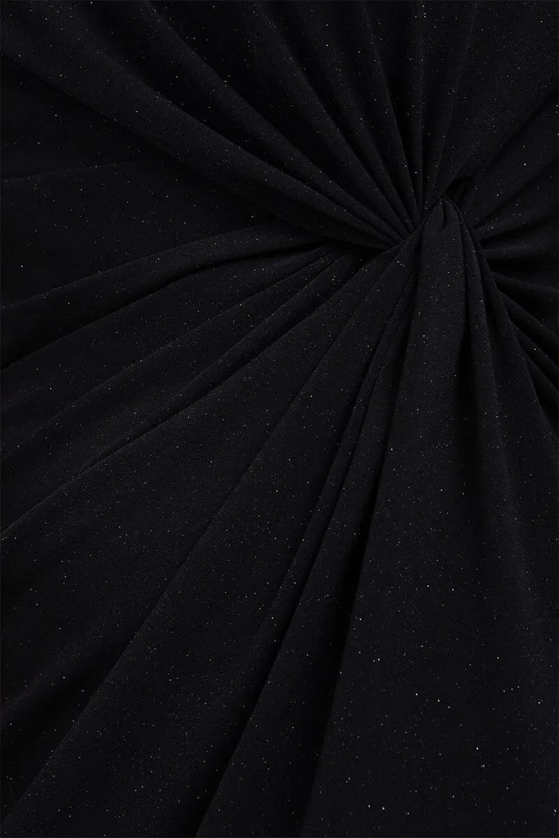 Side Twist Dress | Black Sparkle