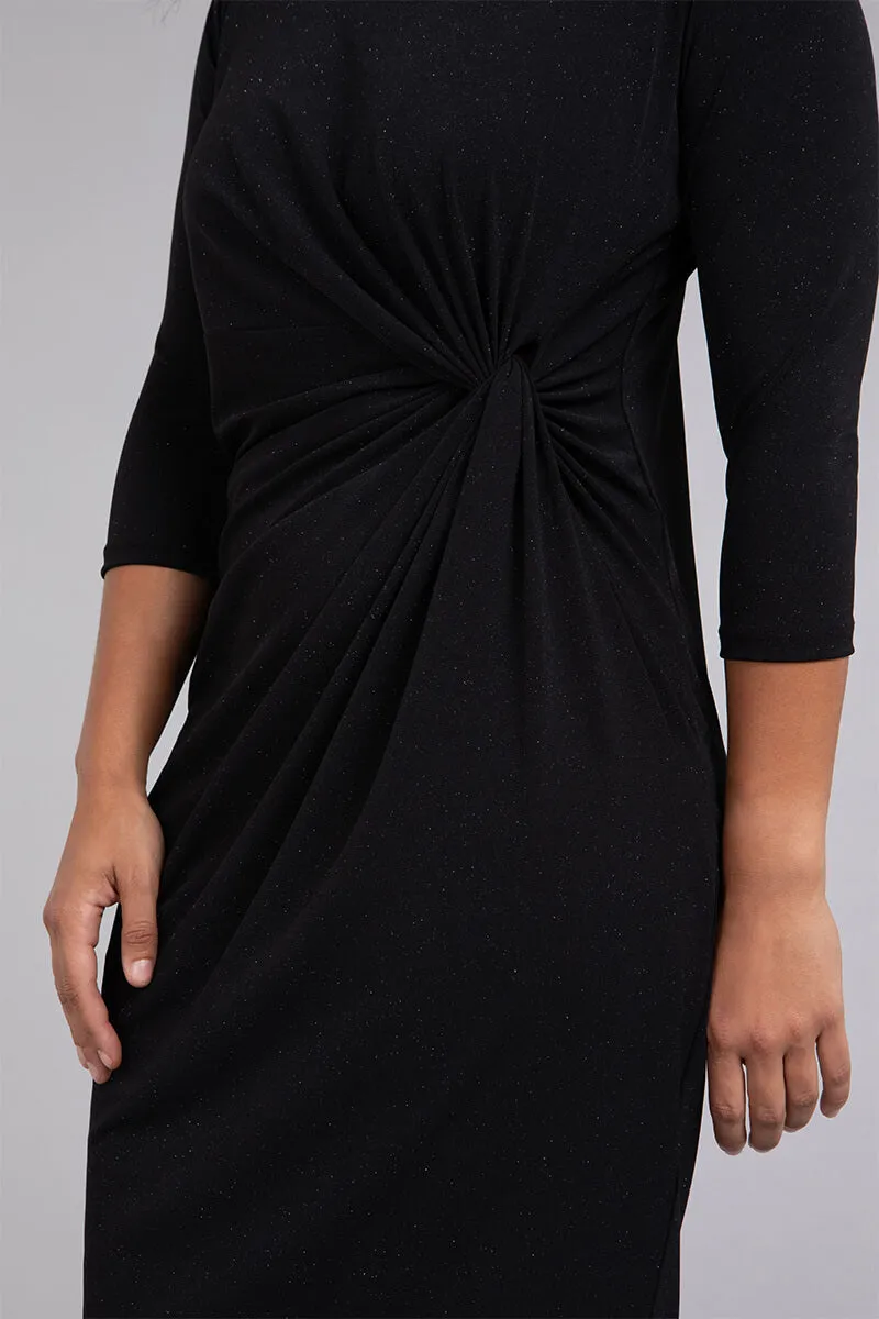 Side Twist Dress | Black Sparkle