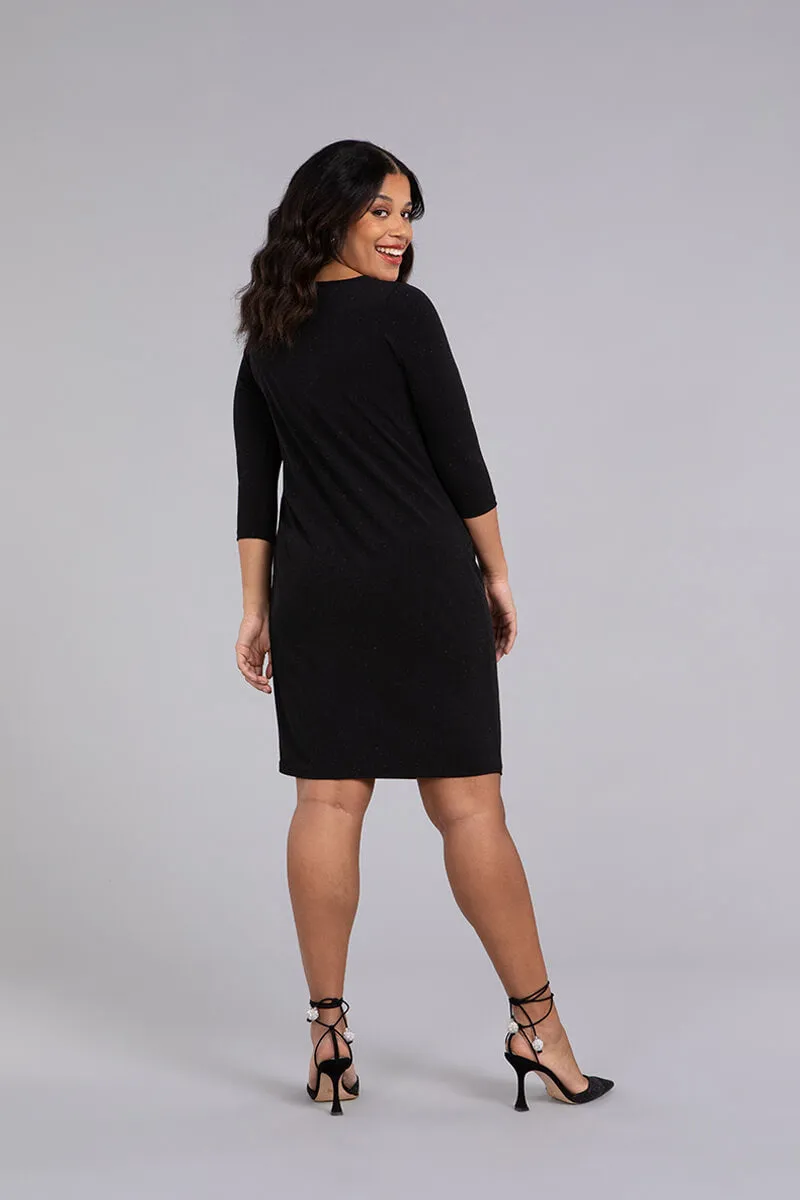 Side Twist Dress | Black Sparkle