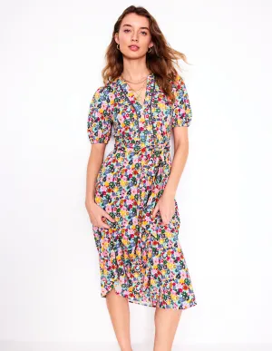 Sofia Trim Jersey Midi Dress-Multi. Paintbox Ditsy