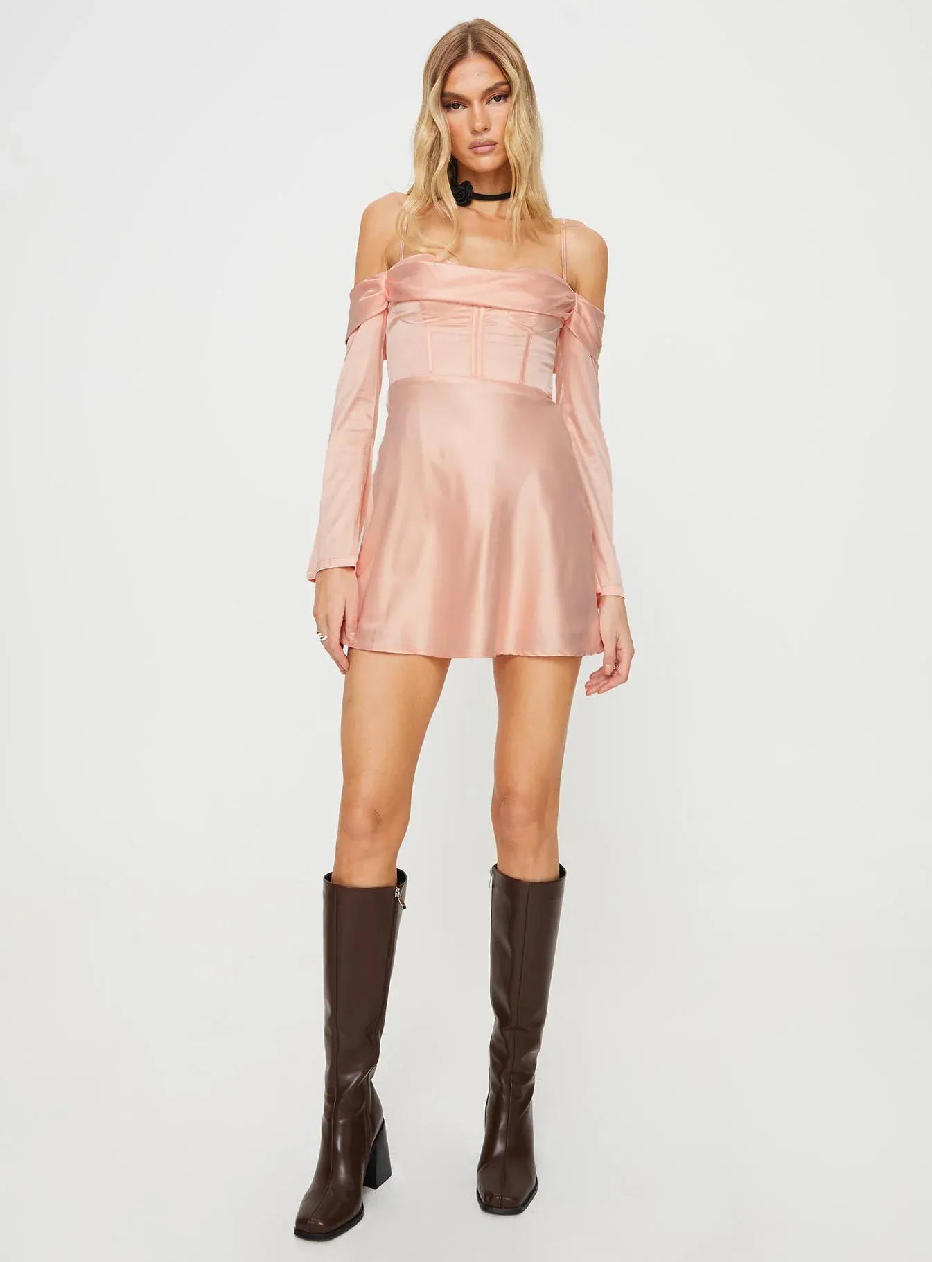Spotlight Long Sleeve Mini Dress Pink