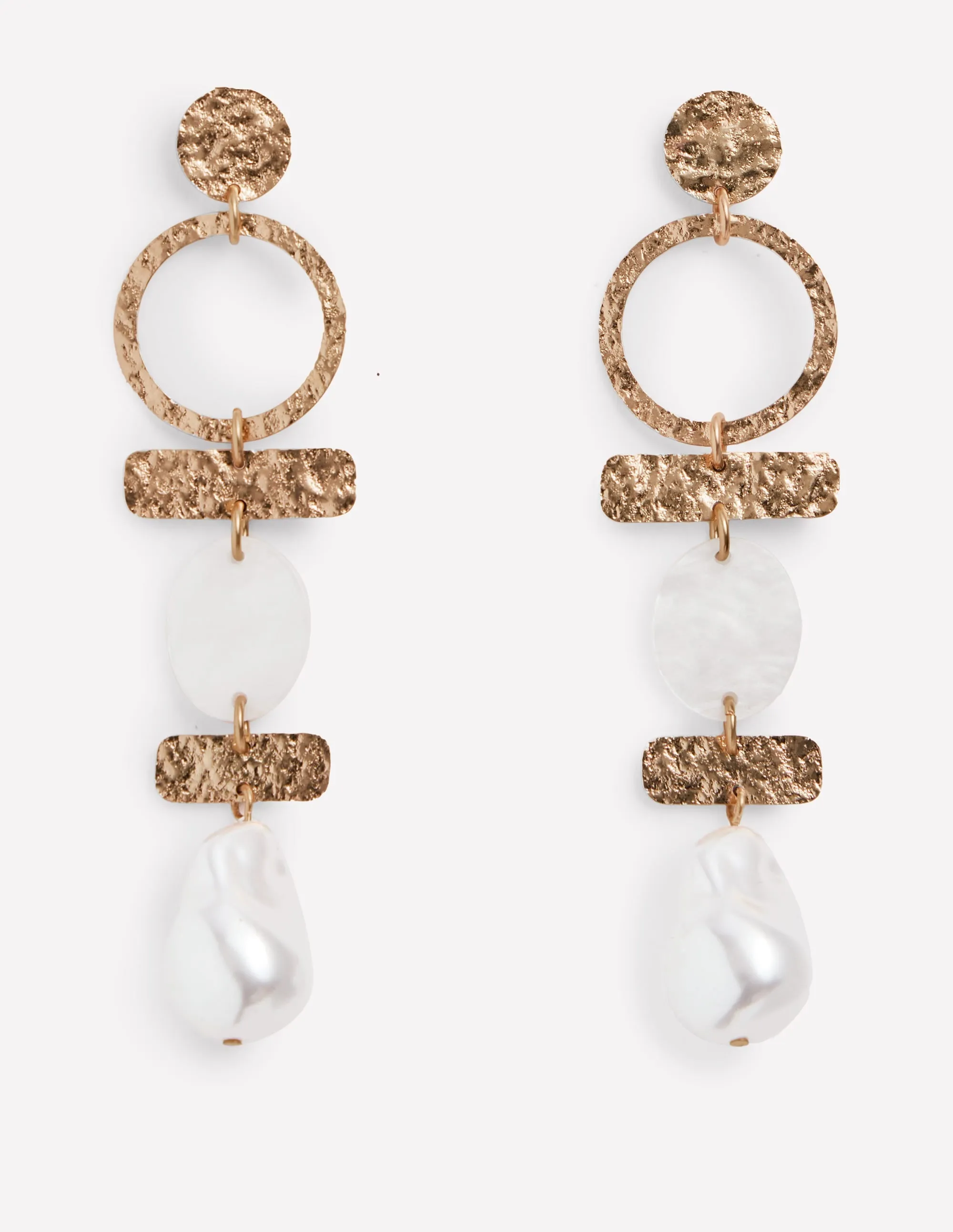 Statement Drop Earrings-Gold/Pearl
