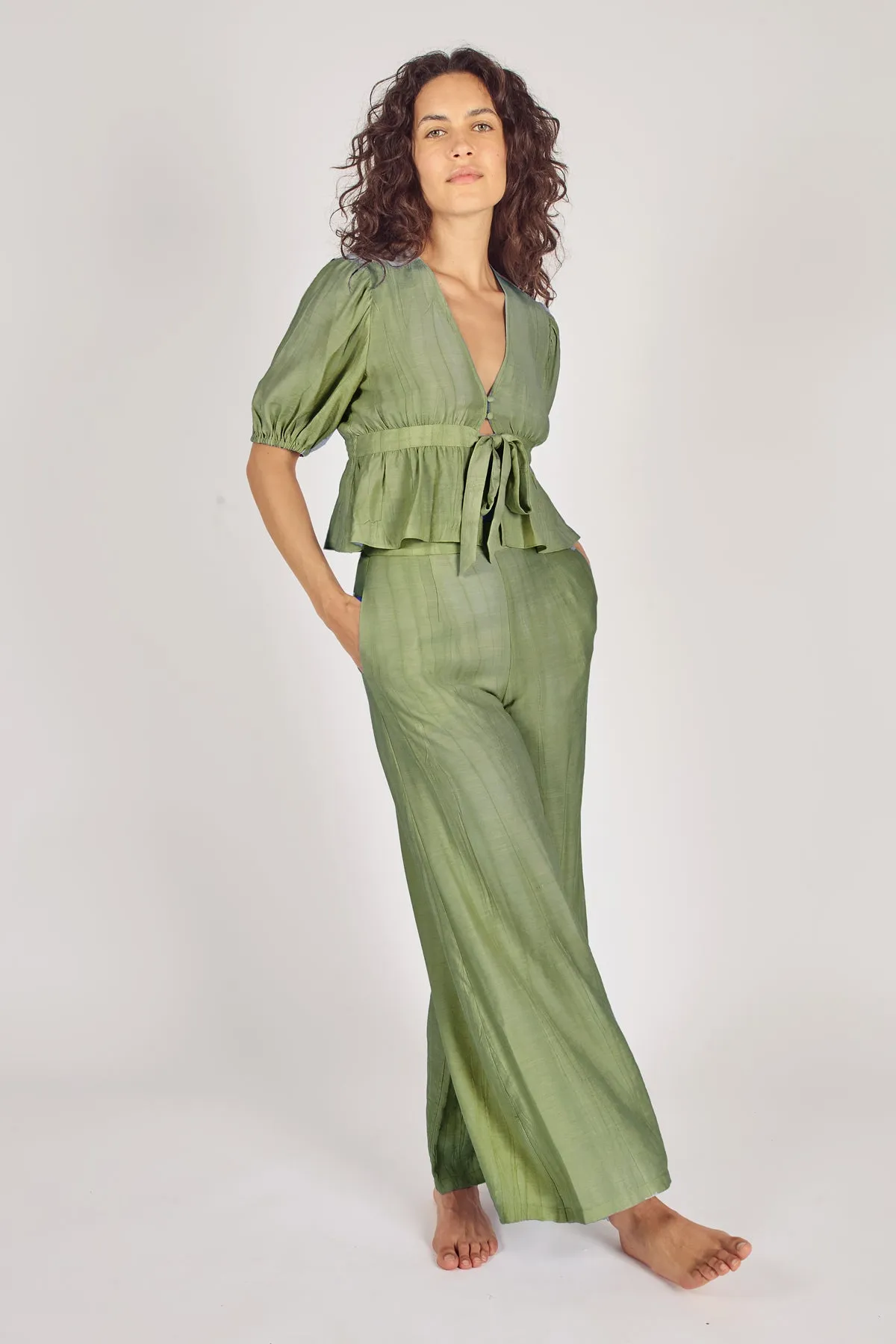Sunkissed Wide Boy Trousers in Green