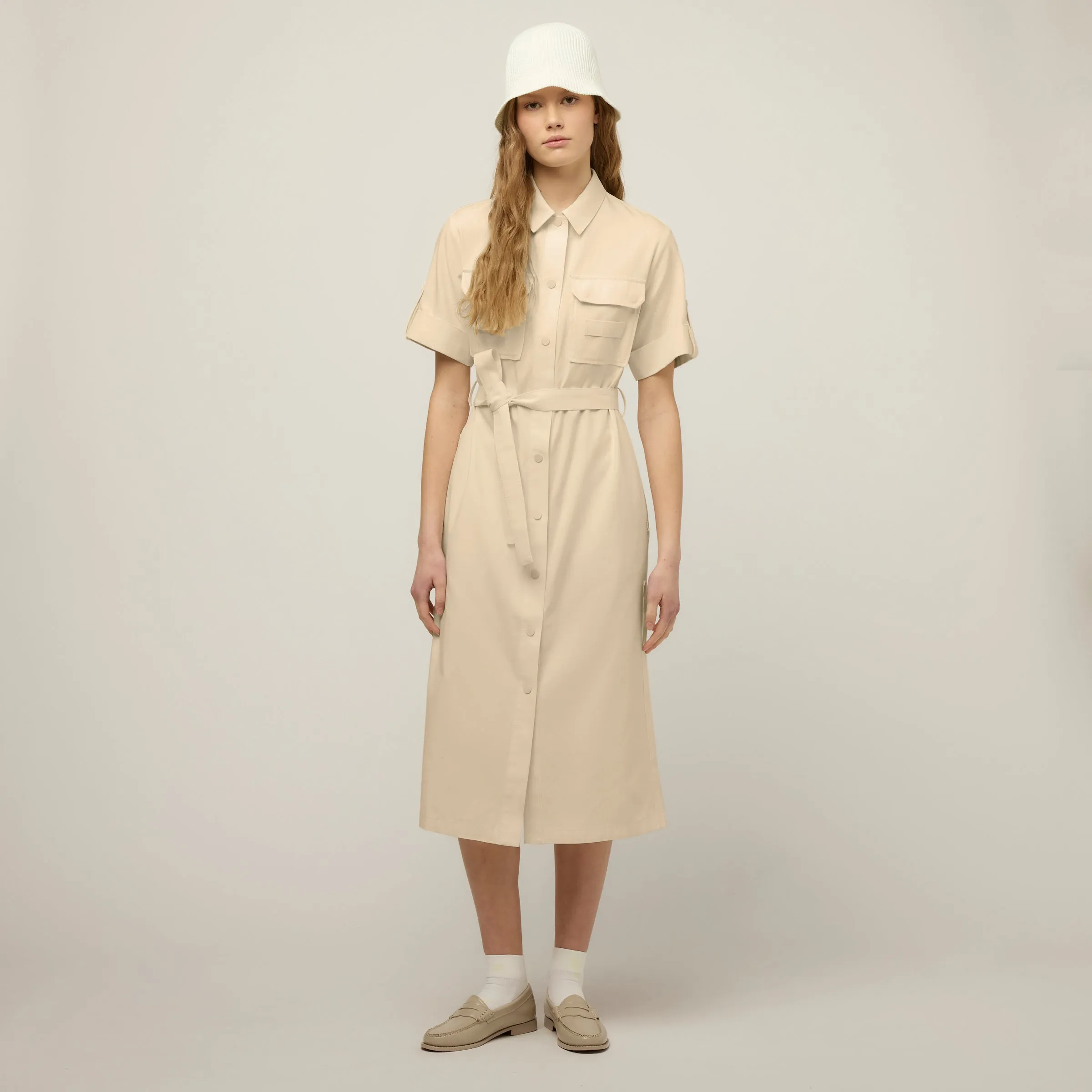 Tencel Cotton Safari Midi Dress