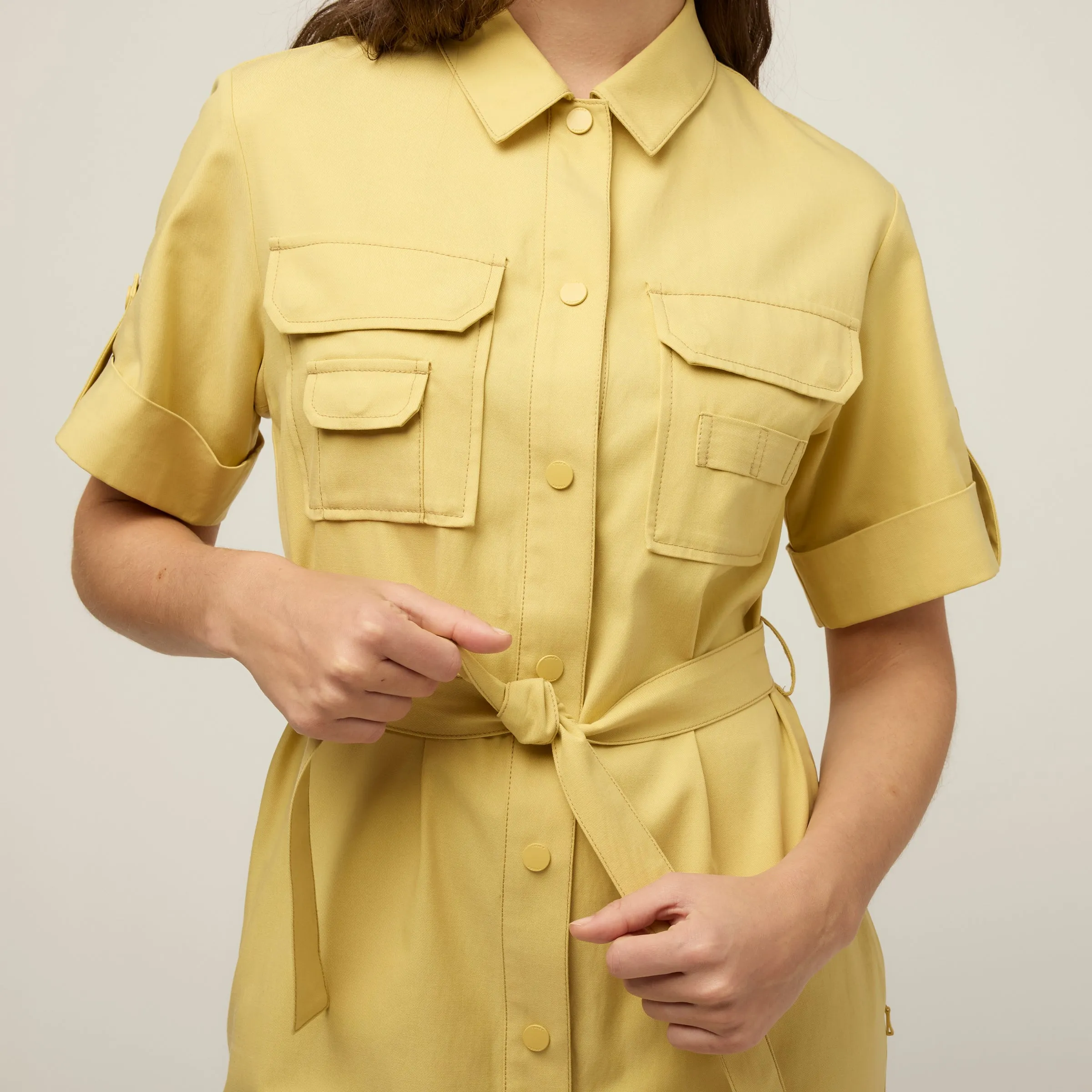 Tencel Cotton Safari Midi Dress