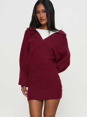 Thorelle Sweater Mini Dress Burgundy