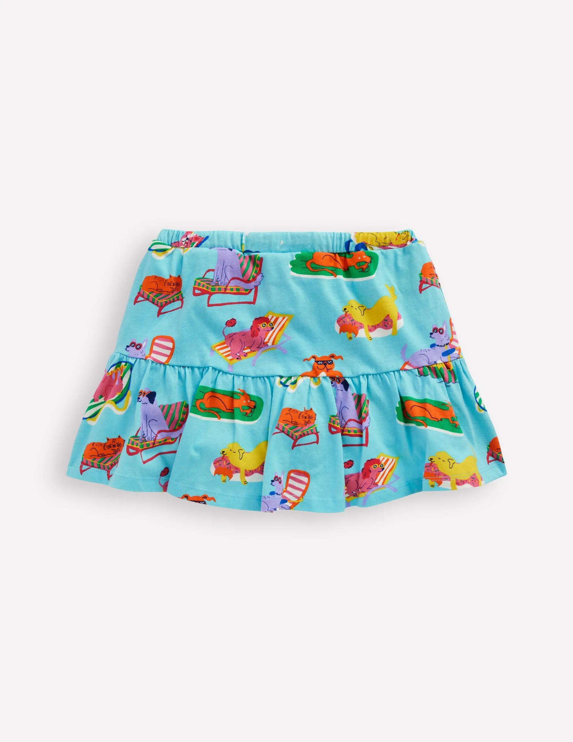 Tiered Jersey Skort-Caribbean Blue Poolside Pets