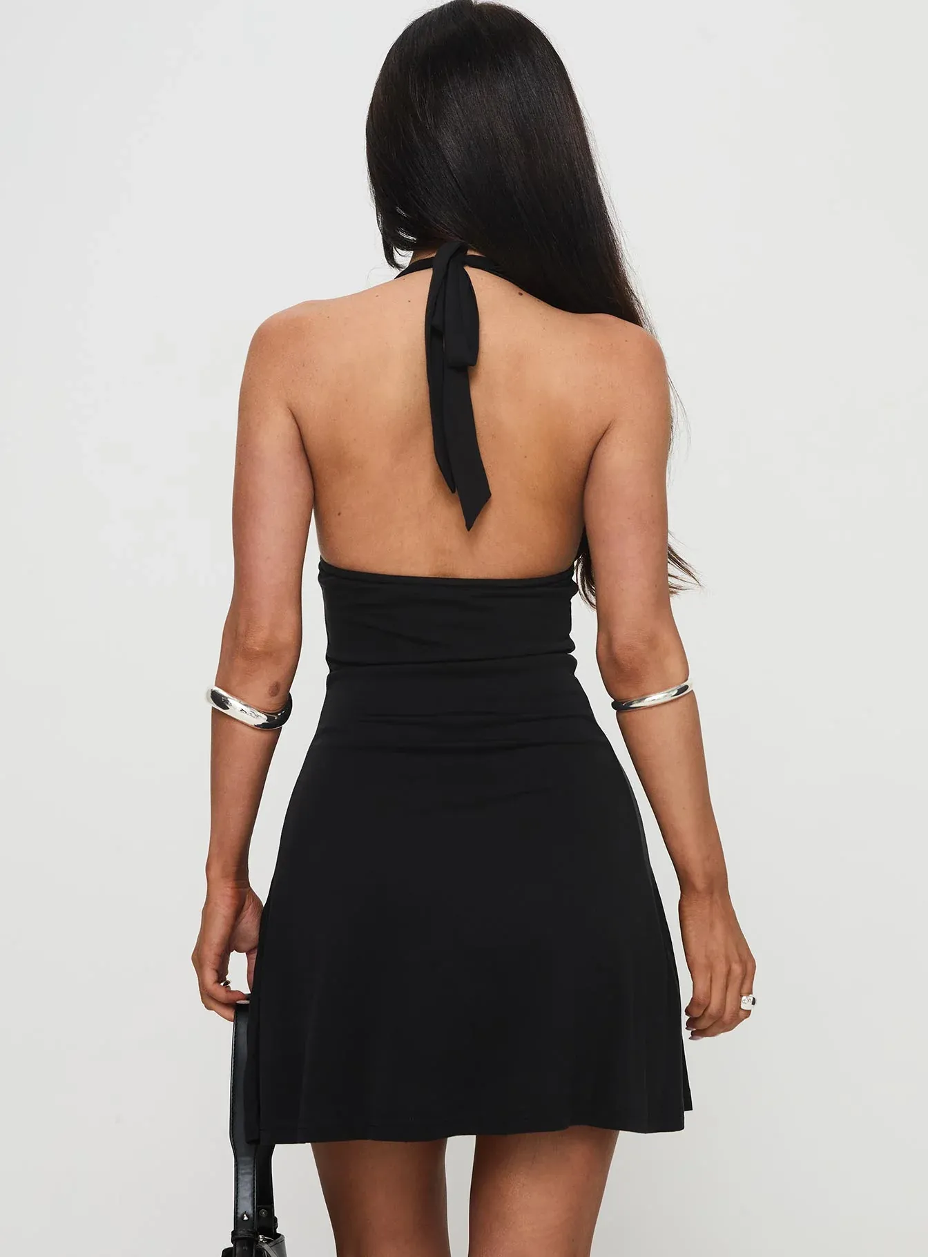Tinisie Halter Mini Dress Black