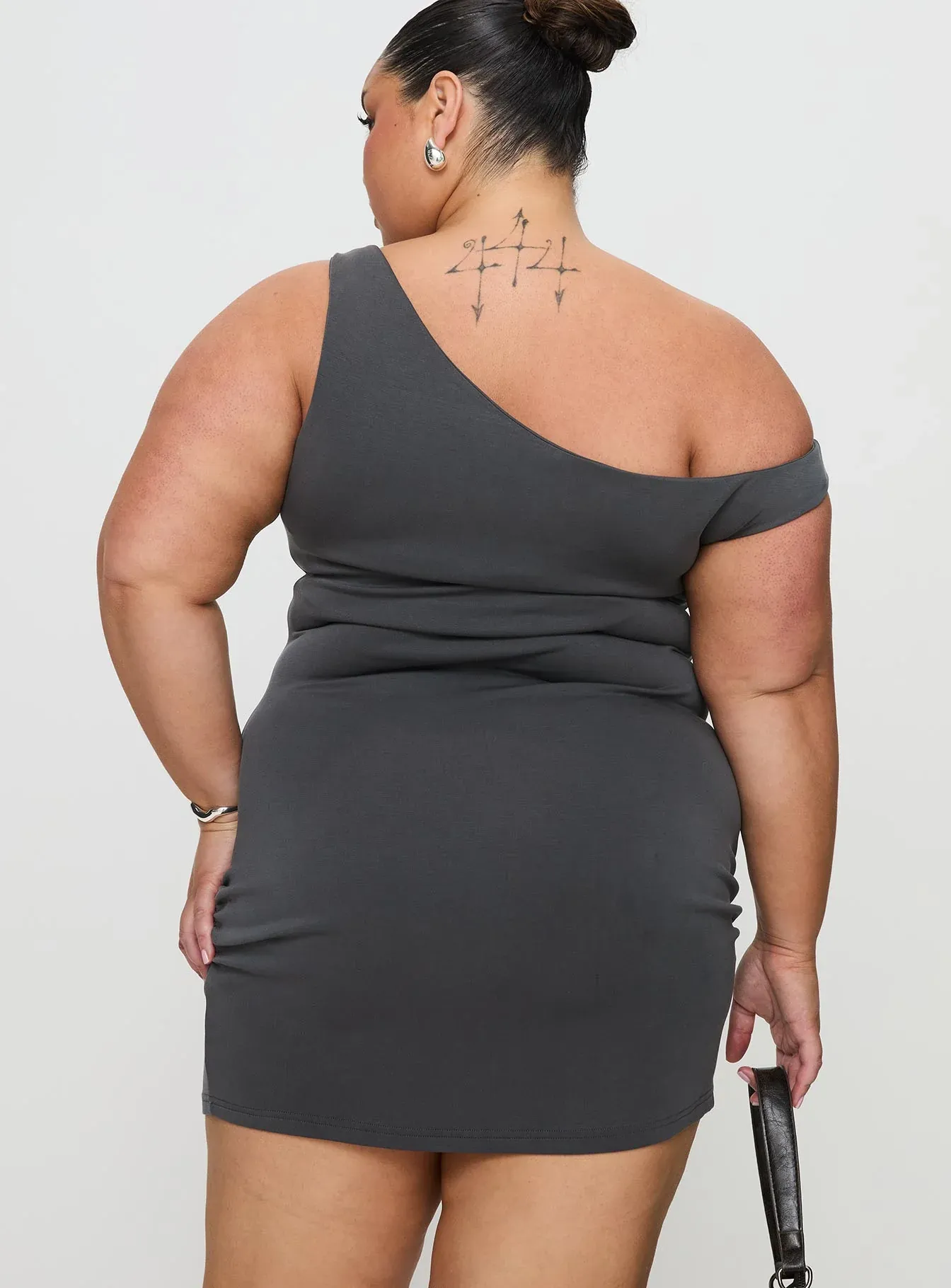 True Desires One Shoulder Mini Dress Grey