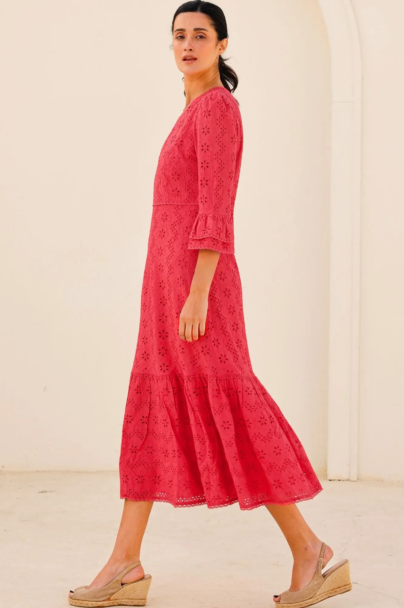 Victoria Broderie Dress | Red