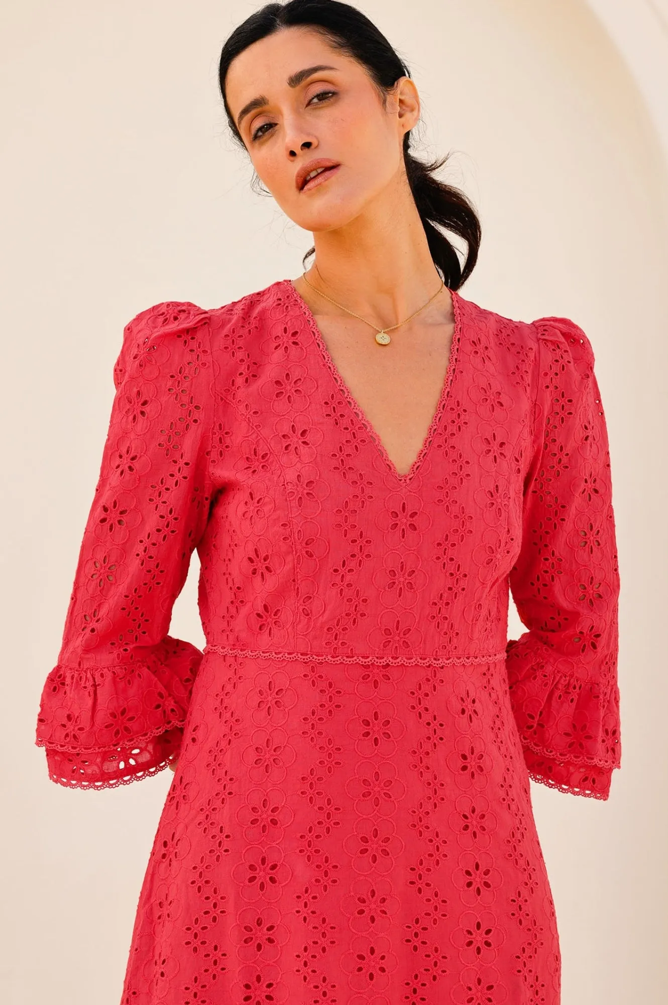 Victoria Broderie Dress | Red